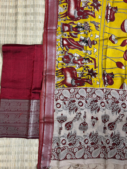 Mangalagiri Silk Dress Material with kanchi Border