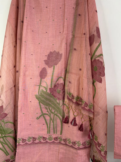 Assam Muga Silk Cotton Hand Woven Dress Material