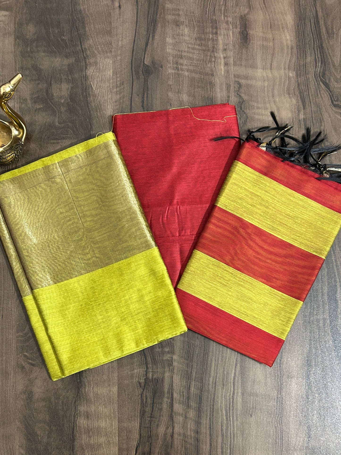 Maheshwari Silk Cotton Dress Material with Tissue Pallu