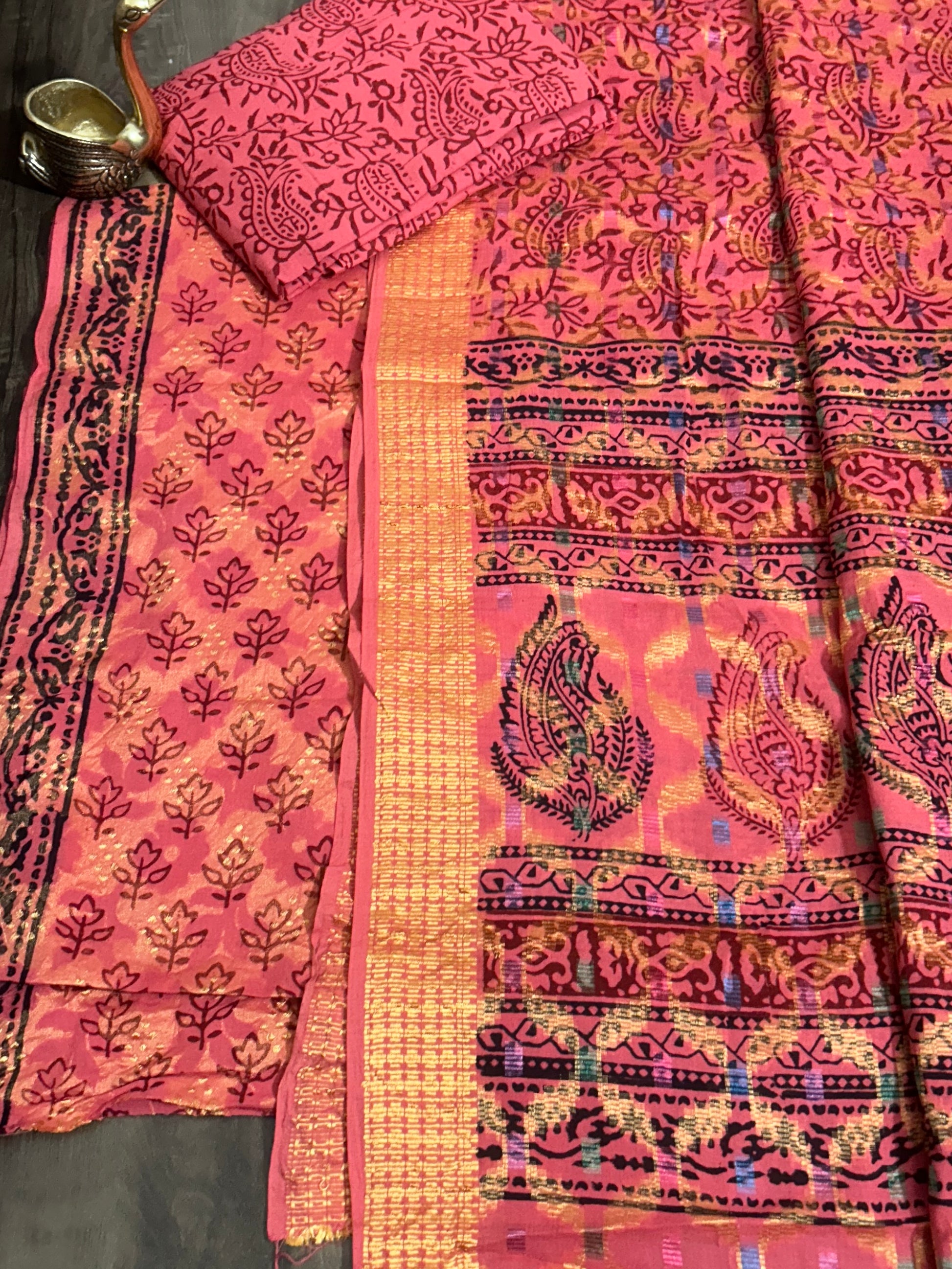 Bagh Print Cotton Dress Material