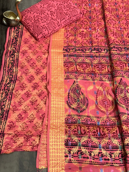 Bagh Print Cotton Dress Material