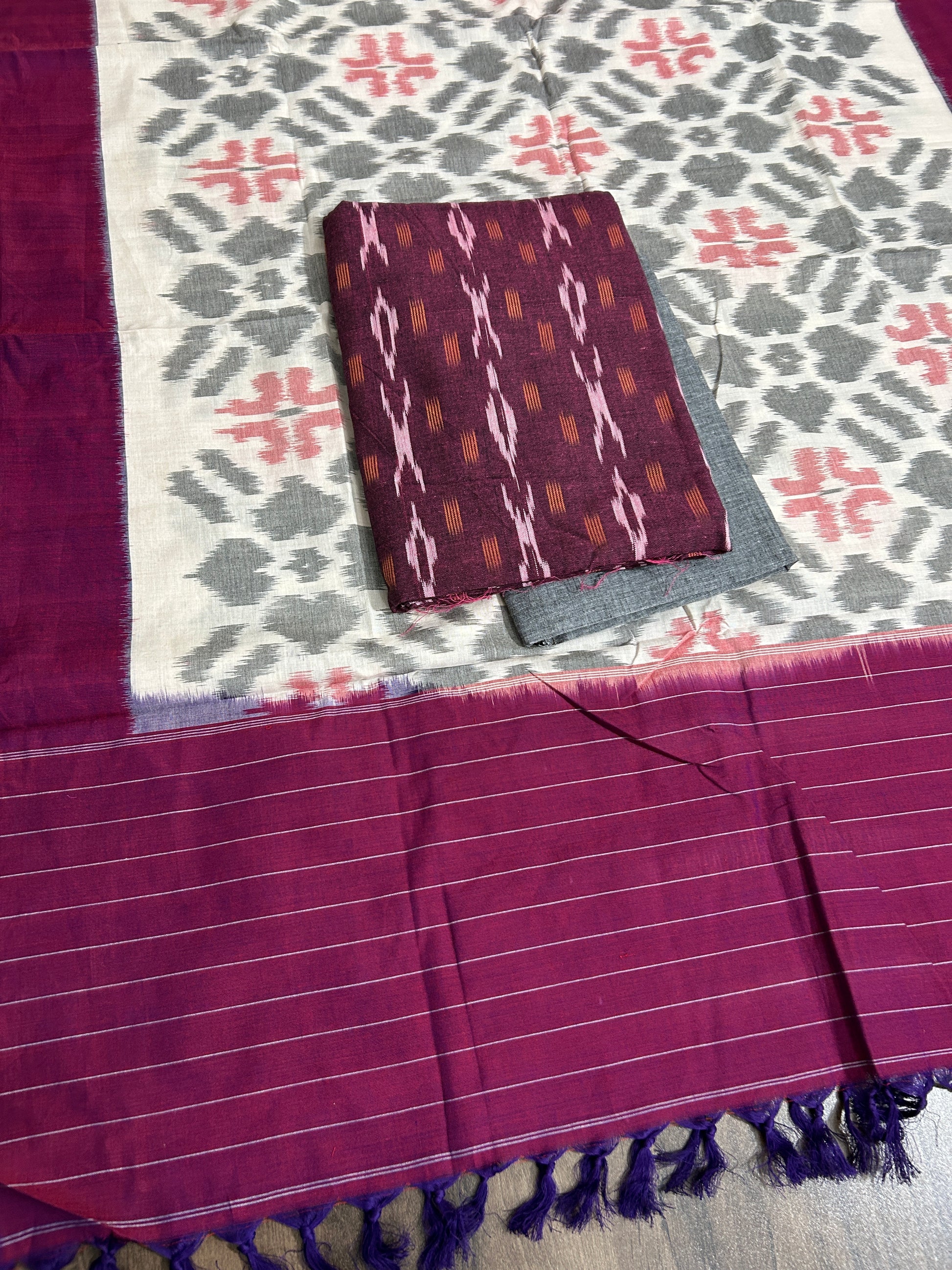 Double Ikat Cotton Dress Material