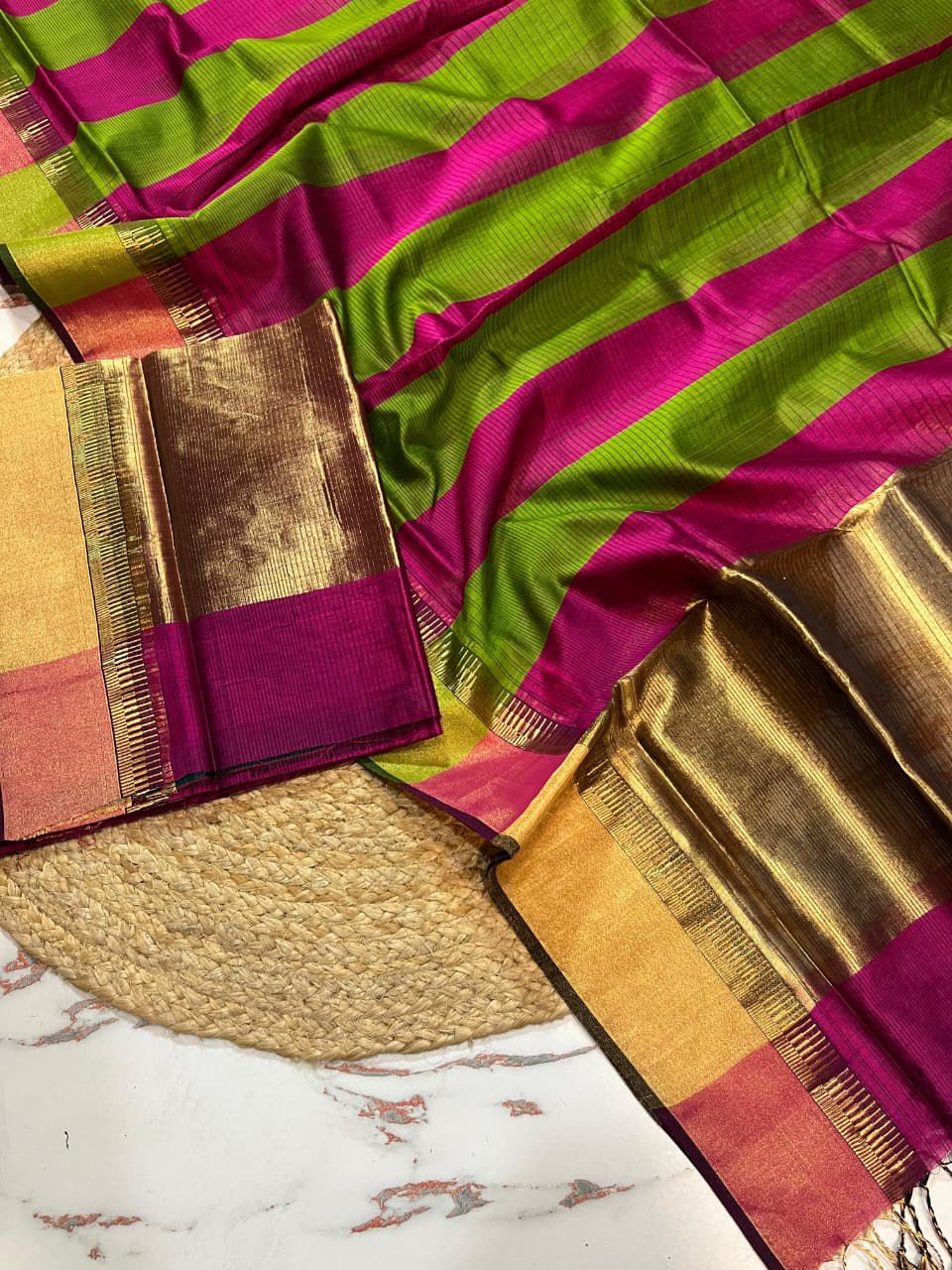 Maheshwari Silk Zari Cotton Dress Material