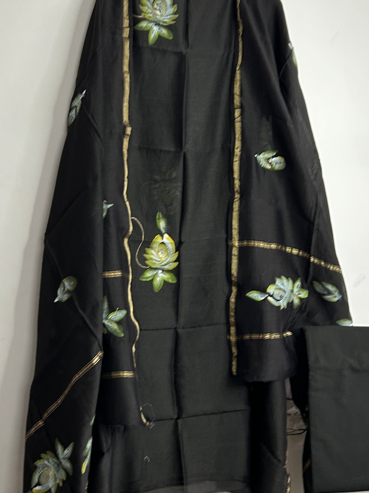 Hand Painted Chanderi Silk Cotton Dress Material