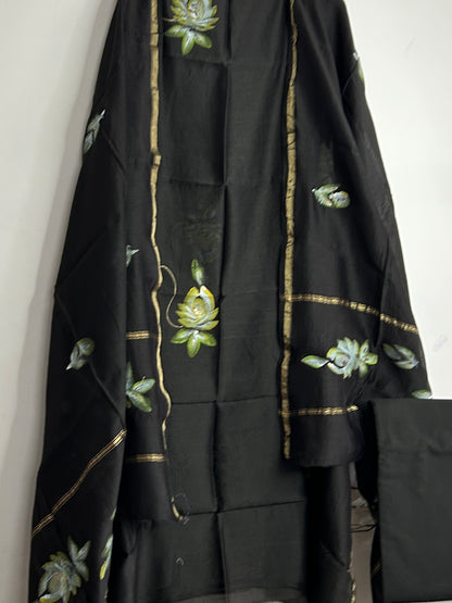 Hand Painted Chanderi Silk Cotton Dress Material