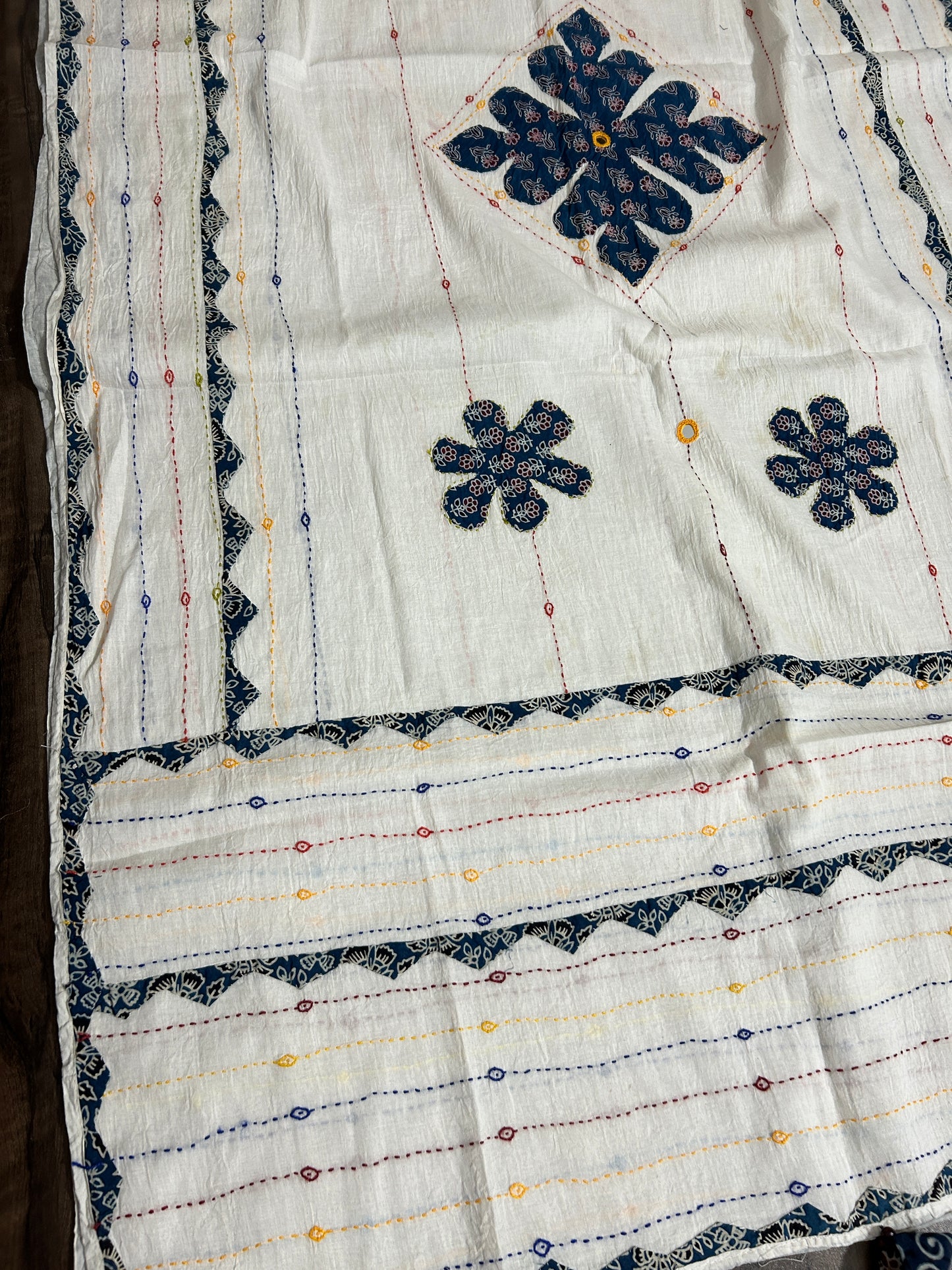 Appliqué Work and Mirror Work Cotton Dupatta