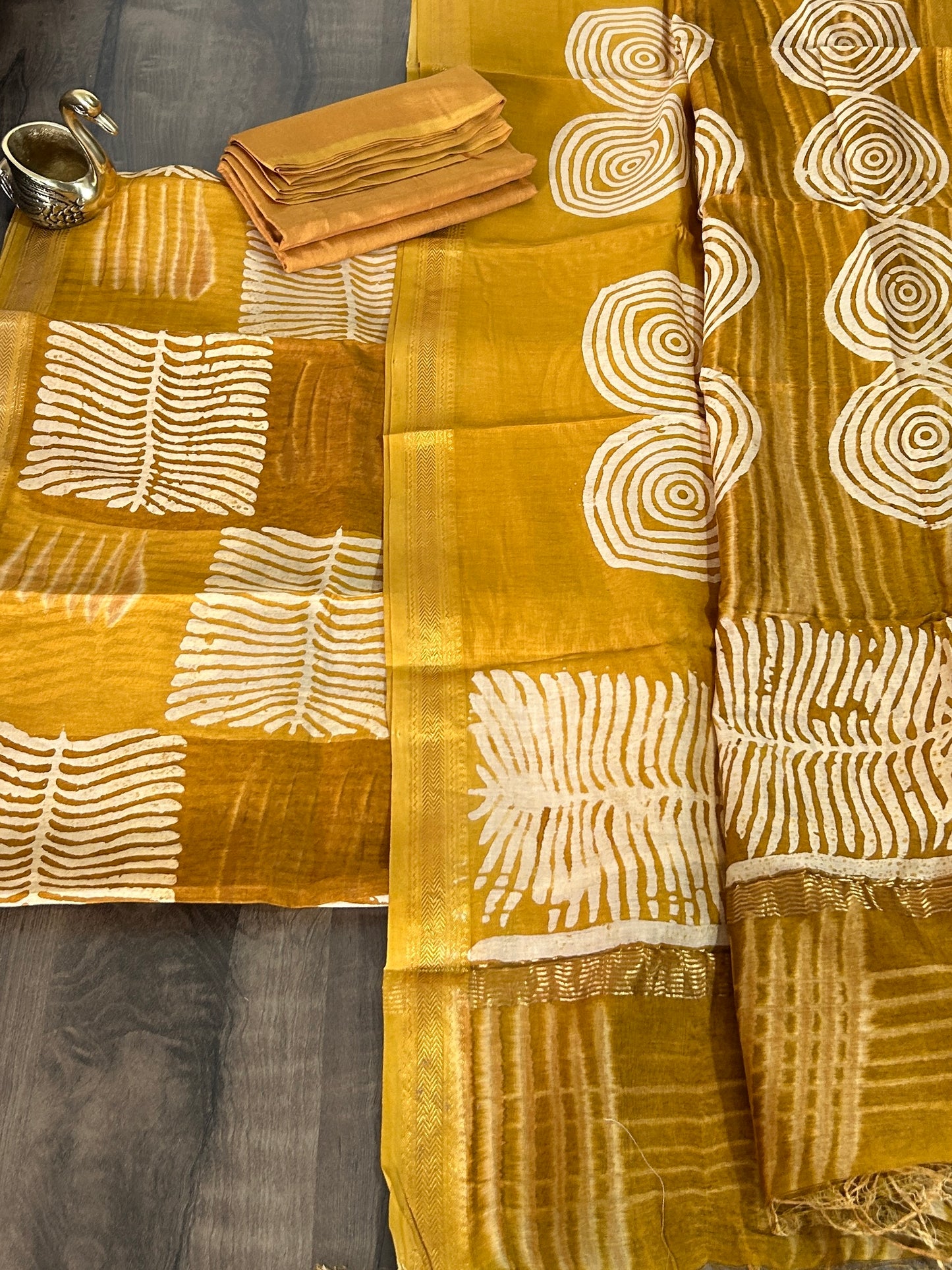 Hand Block Printed Maheshwari Silk Cotton Dress Material