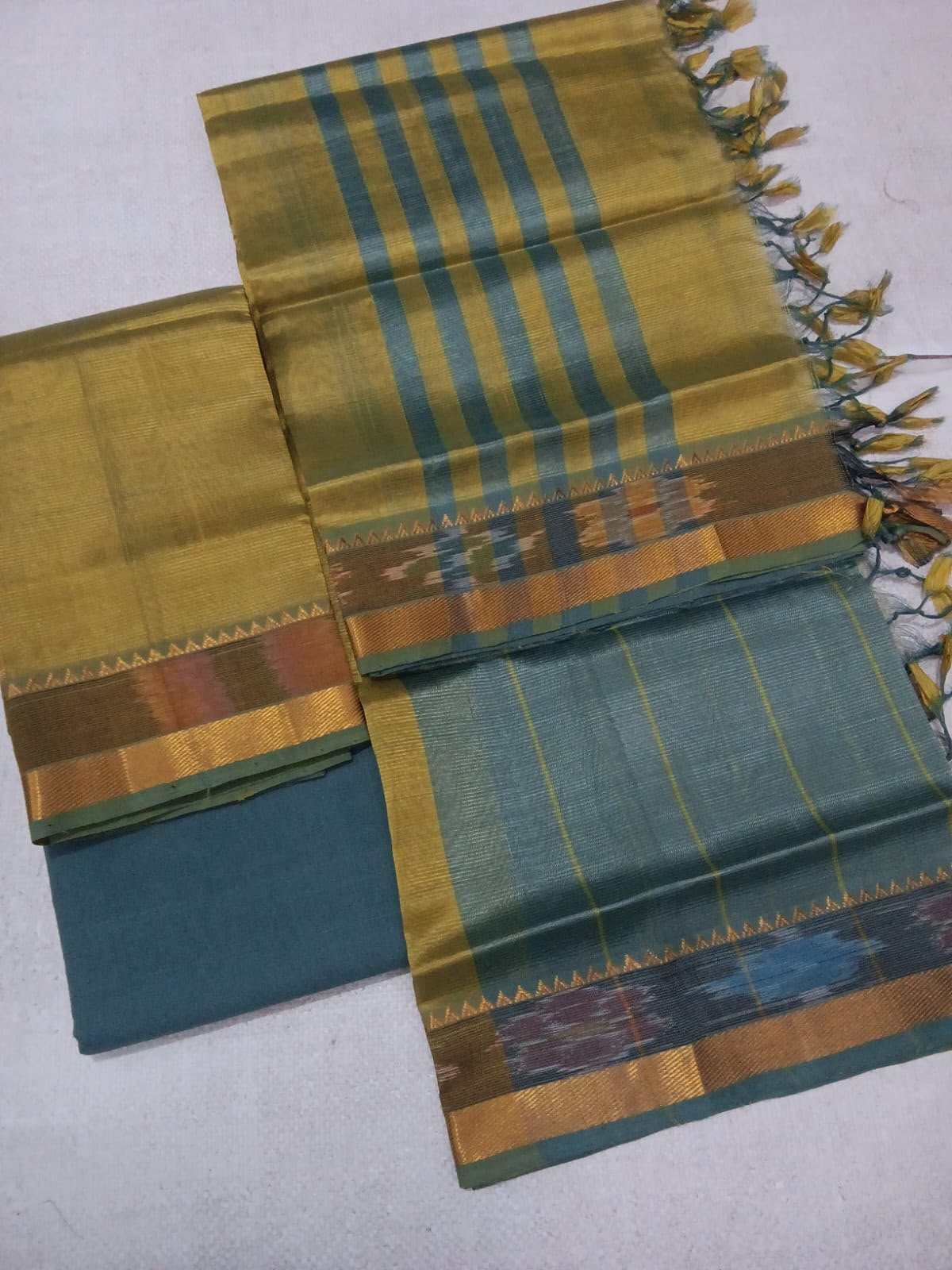 Mangalagiri Silk Dress Material with ikath Border