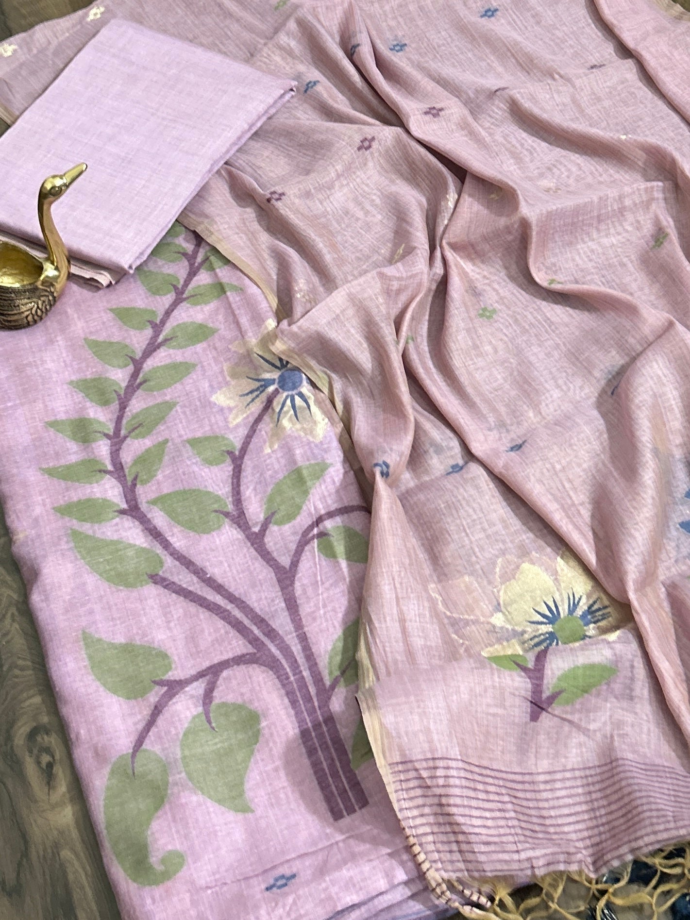 Mal Chanderi Jamdani Dress Material