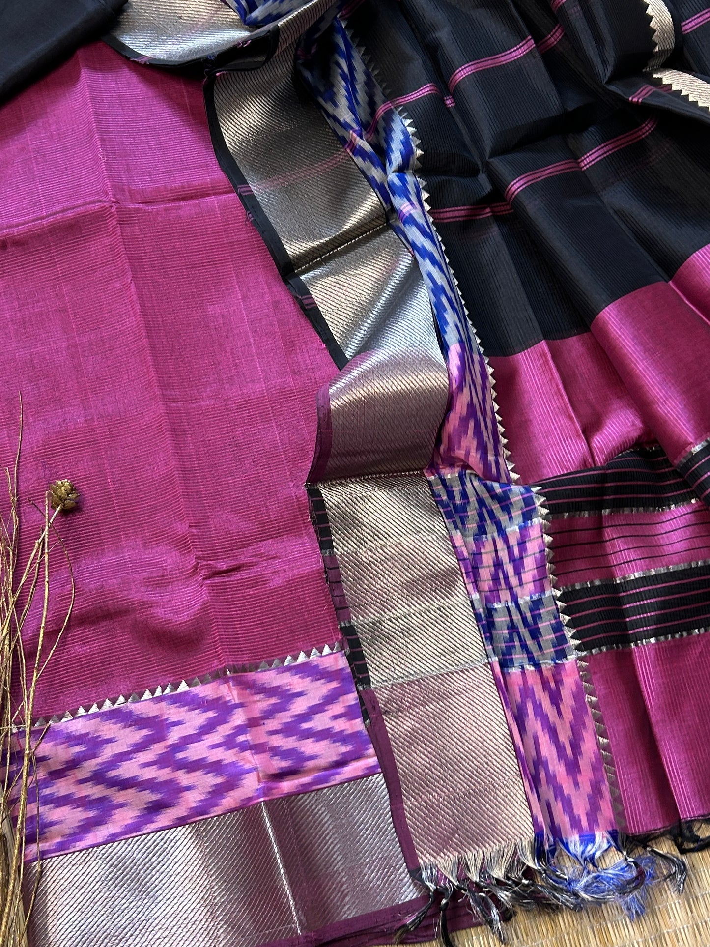 Mangalagiri Silk Dress Material with ikat Border