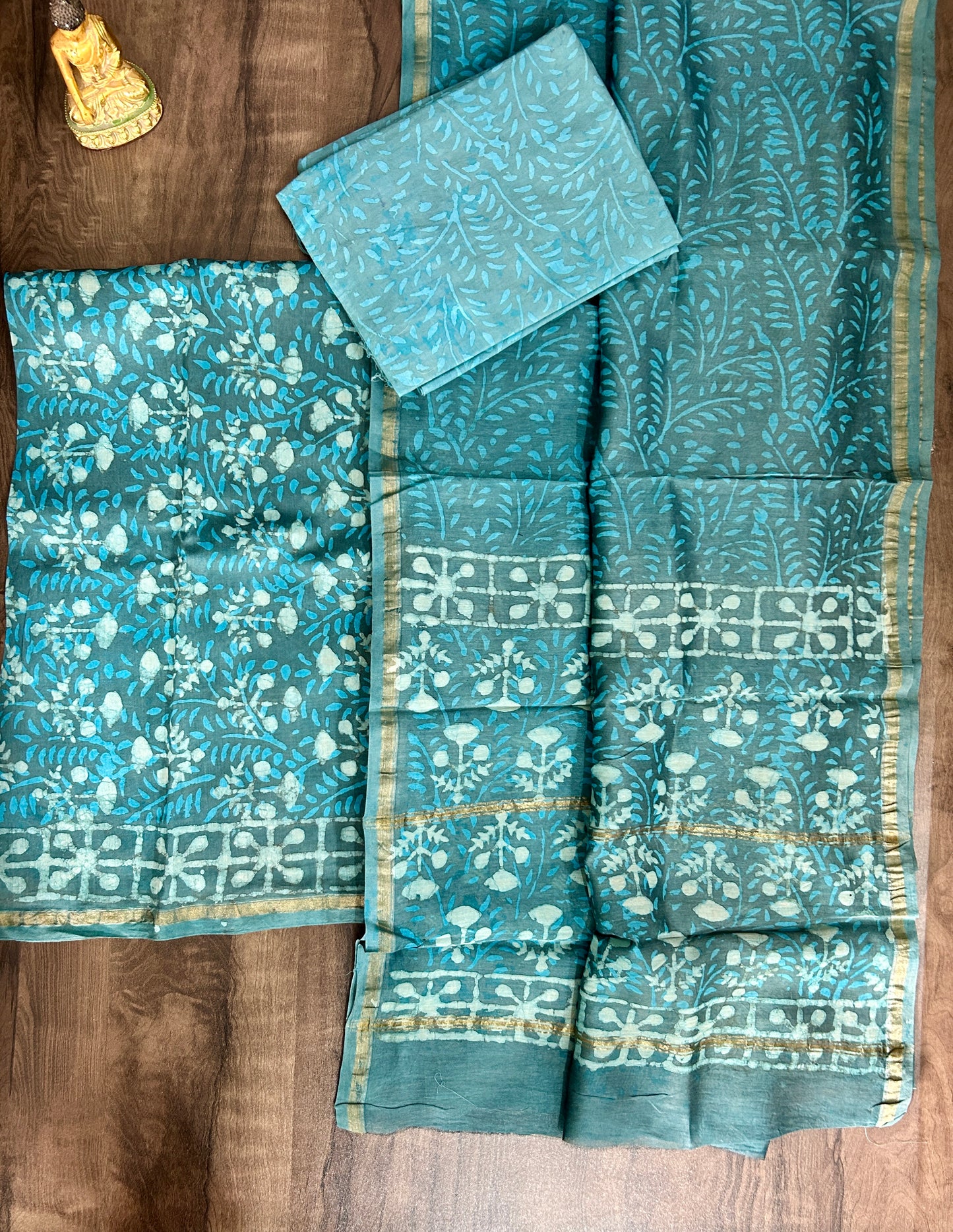 Hand BlockPrint Chanderi Silk Cotton  Dress Material