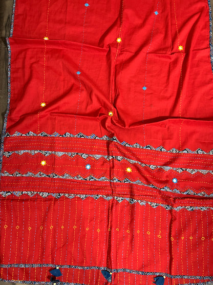 Appliqué and Mirror Work Cotton Dupatta