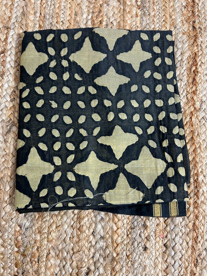 Black Appliqué Work Chanderi Silk Kurti Fabric