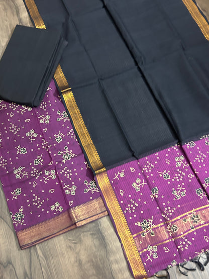 Mangalagiri Cotton Dress Material with zari border