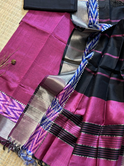 Mangalagiri Silk Dress Material with ikat Border