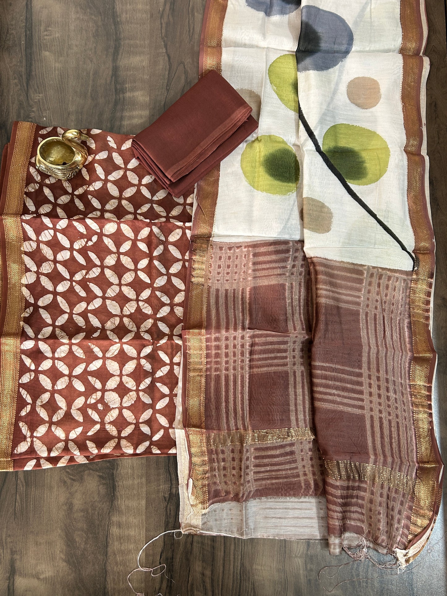 Hand Block Printed Maheshwari Silk Cotton Dress Material