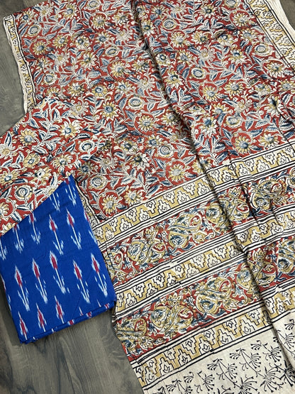 Ikat Kalamkari Cotton Dress Material