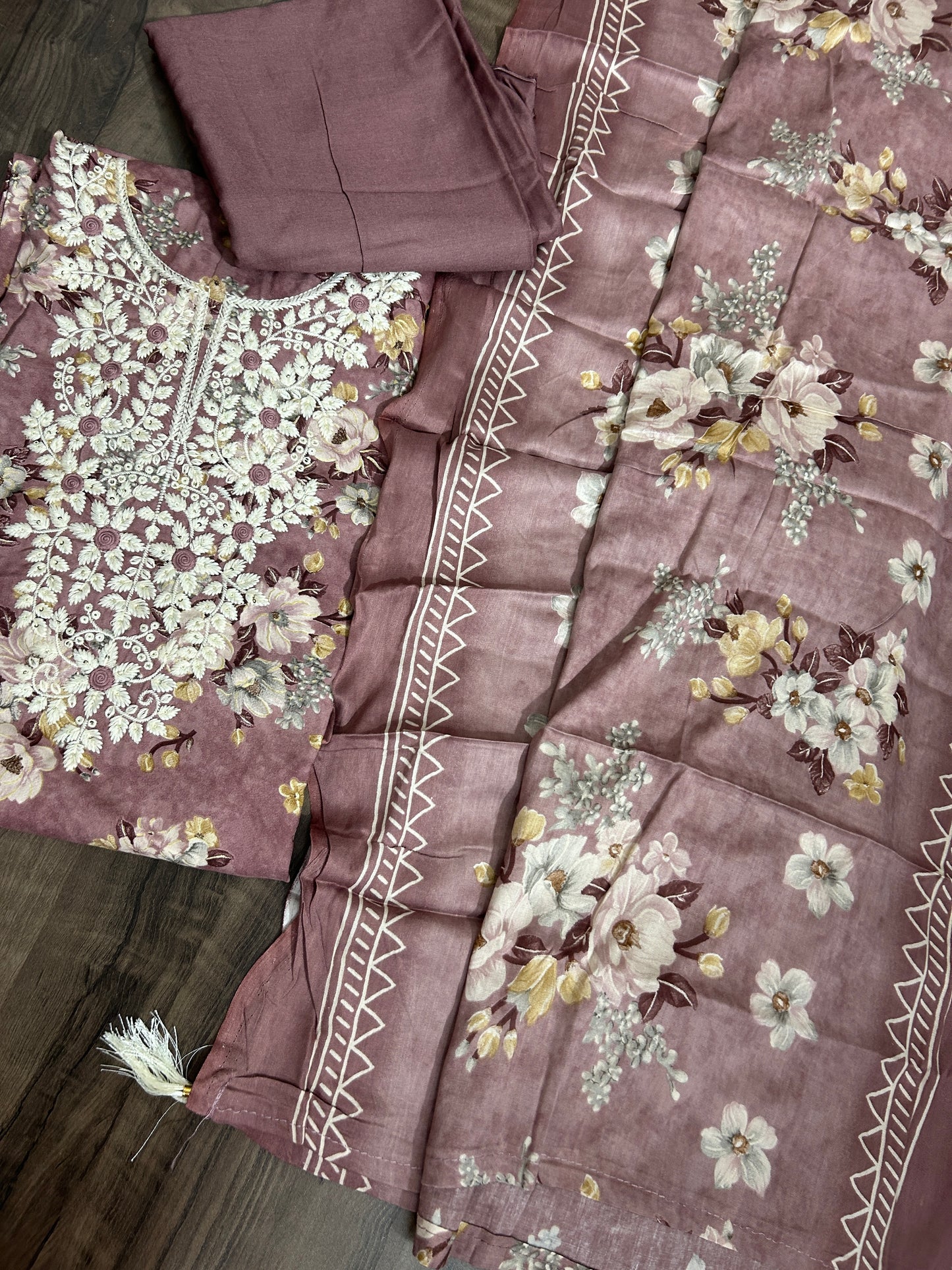 Embroidered Rayon Cotton Dress Material