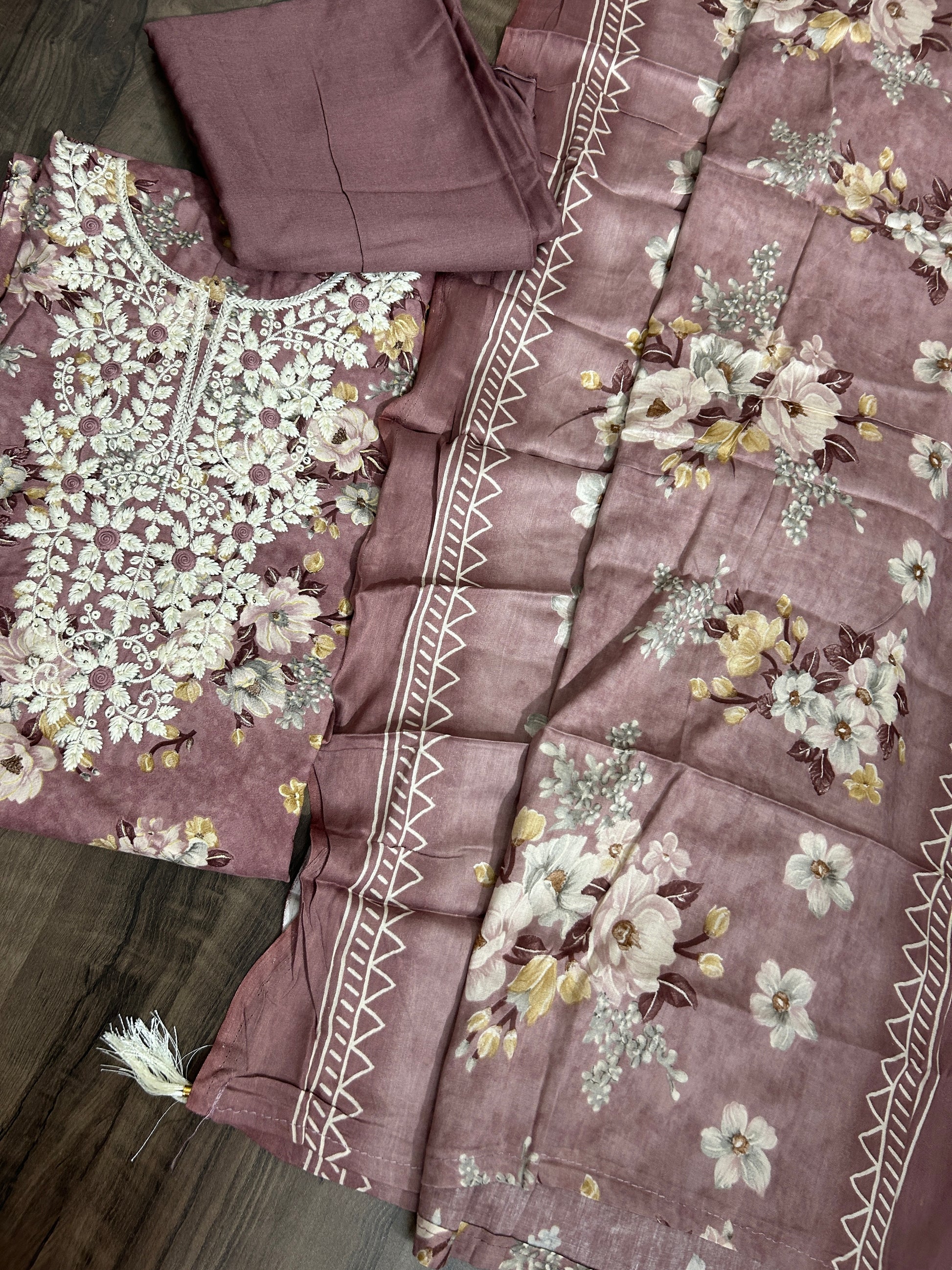 Embroidered Rayon Cotton Dress Material