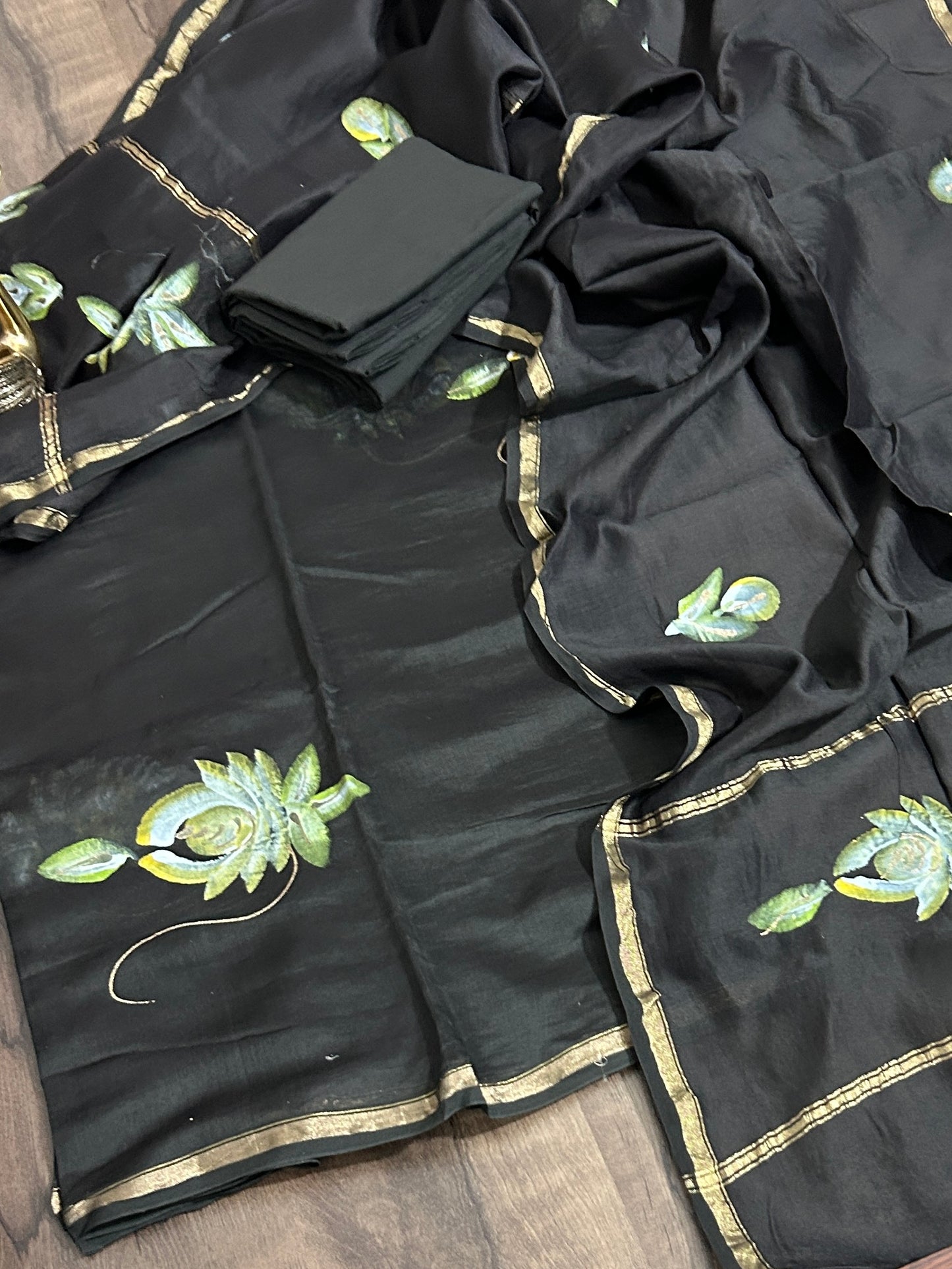 Hand Painted Chanderi Silk Cotton Dress Material