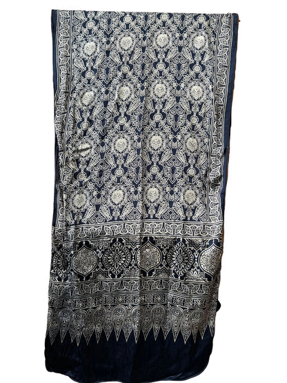 Ajrakh Mashroo Silk Stole (D75)