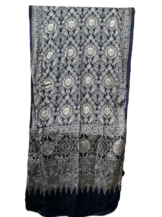 Ajrakh Mashroo Silk Stole (D75)