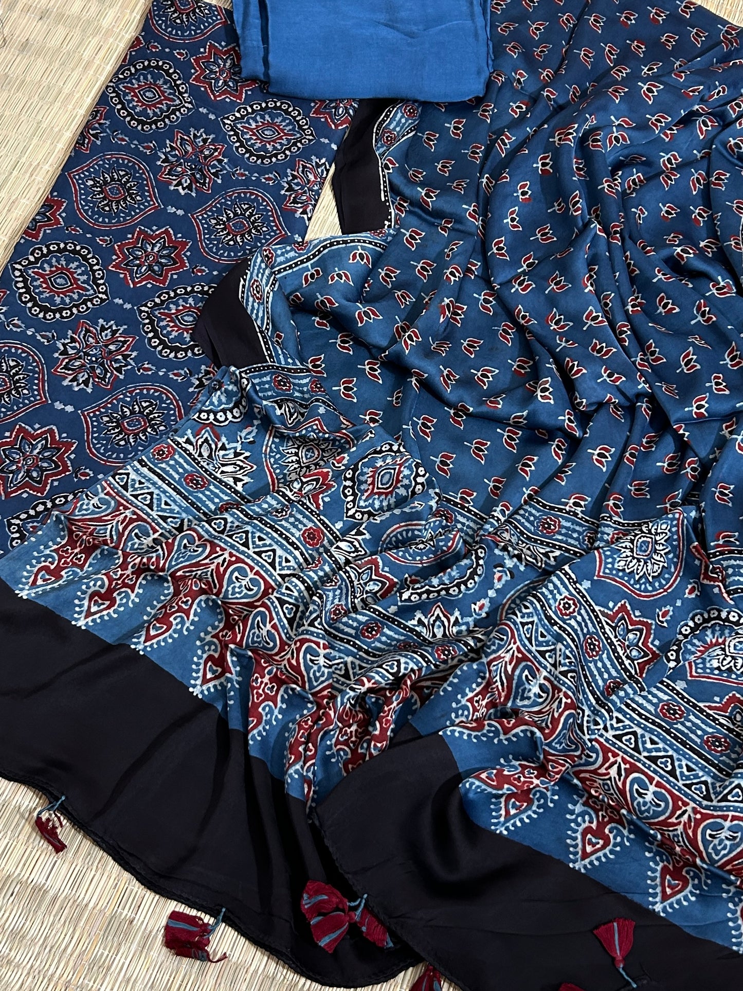 Ajrakh Modal Silk Dress Material