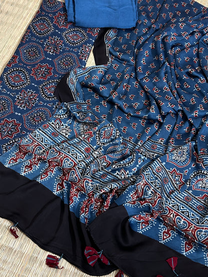 Ajrakh Modal Silk Dress Material