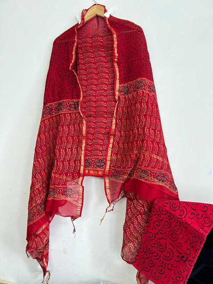 Hand BlockPrint Chanderi Sik Cotton Dress Material