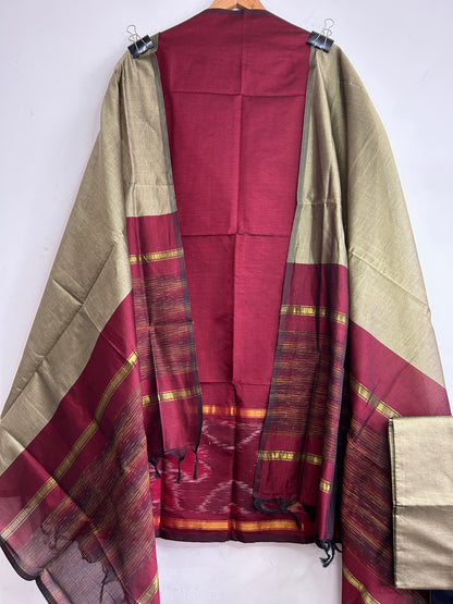 Ikat Cotton Silk Dress Material