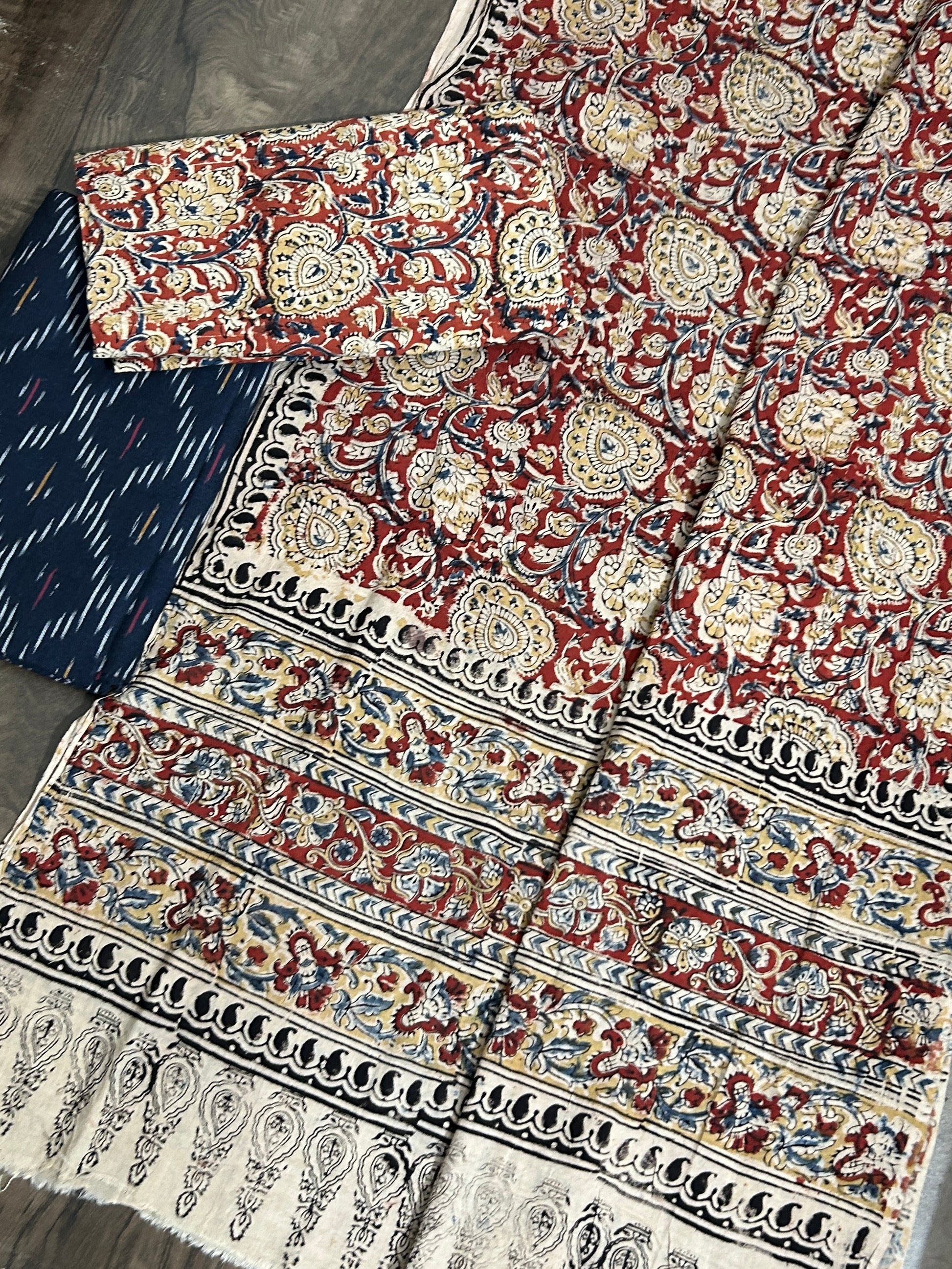Ikat Kalamkari Cotton Dress Material
