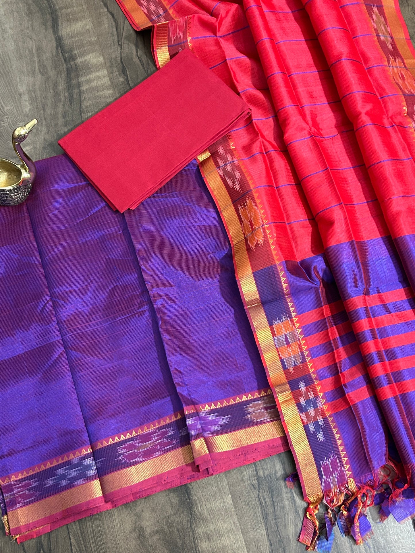 Mangalagiri Silk Dress Material with ikath Border