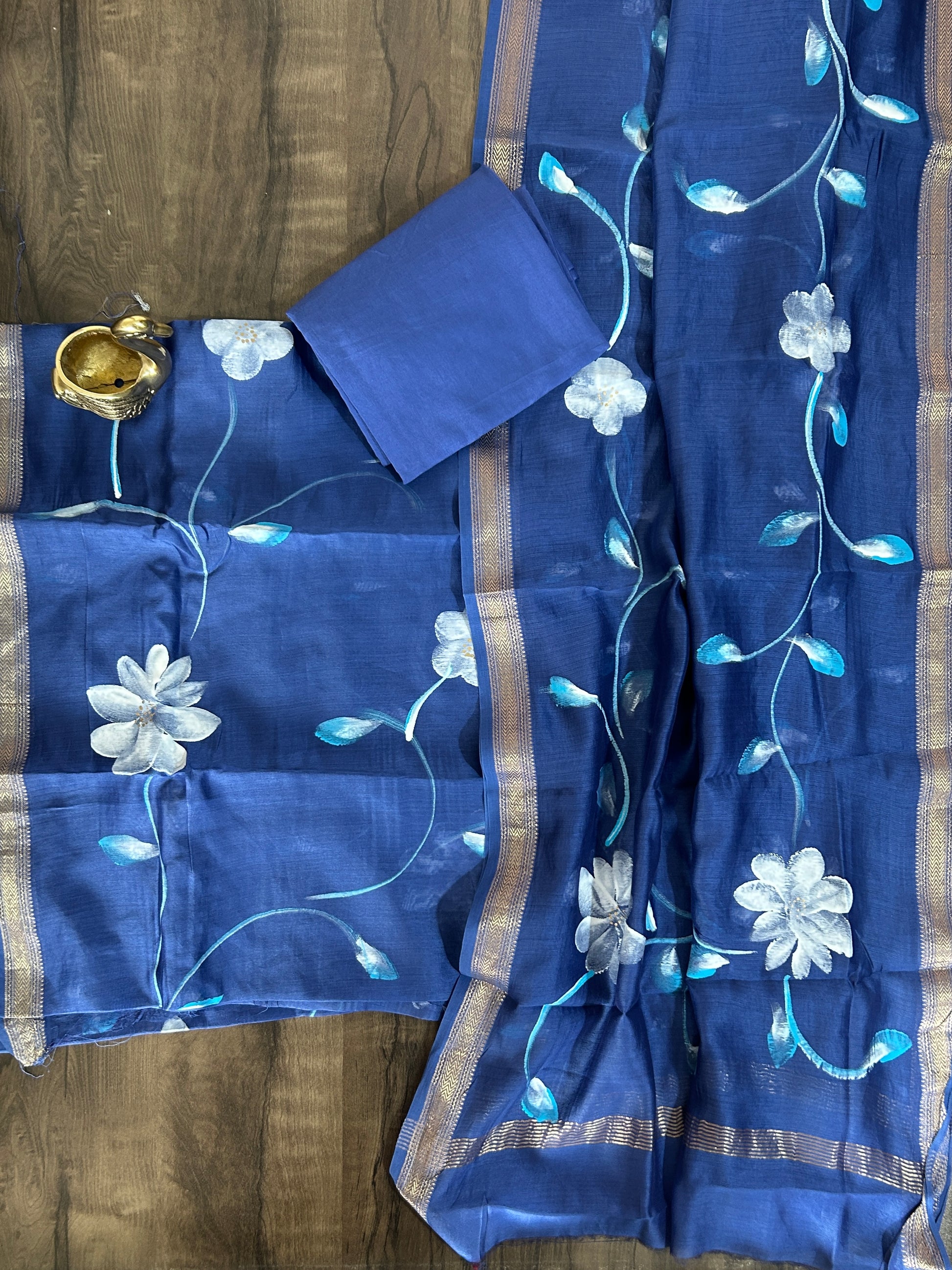 Hand Painted Maheshwari Silk Cotton Dress Material