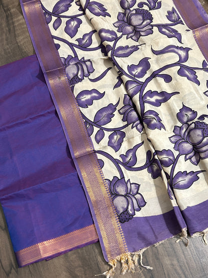 Mangalgiri Cotton Dress Material with Kalamkari silk dupatta