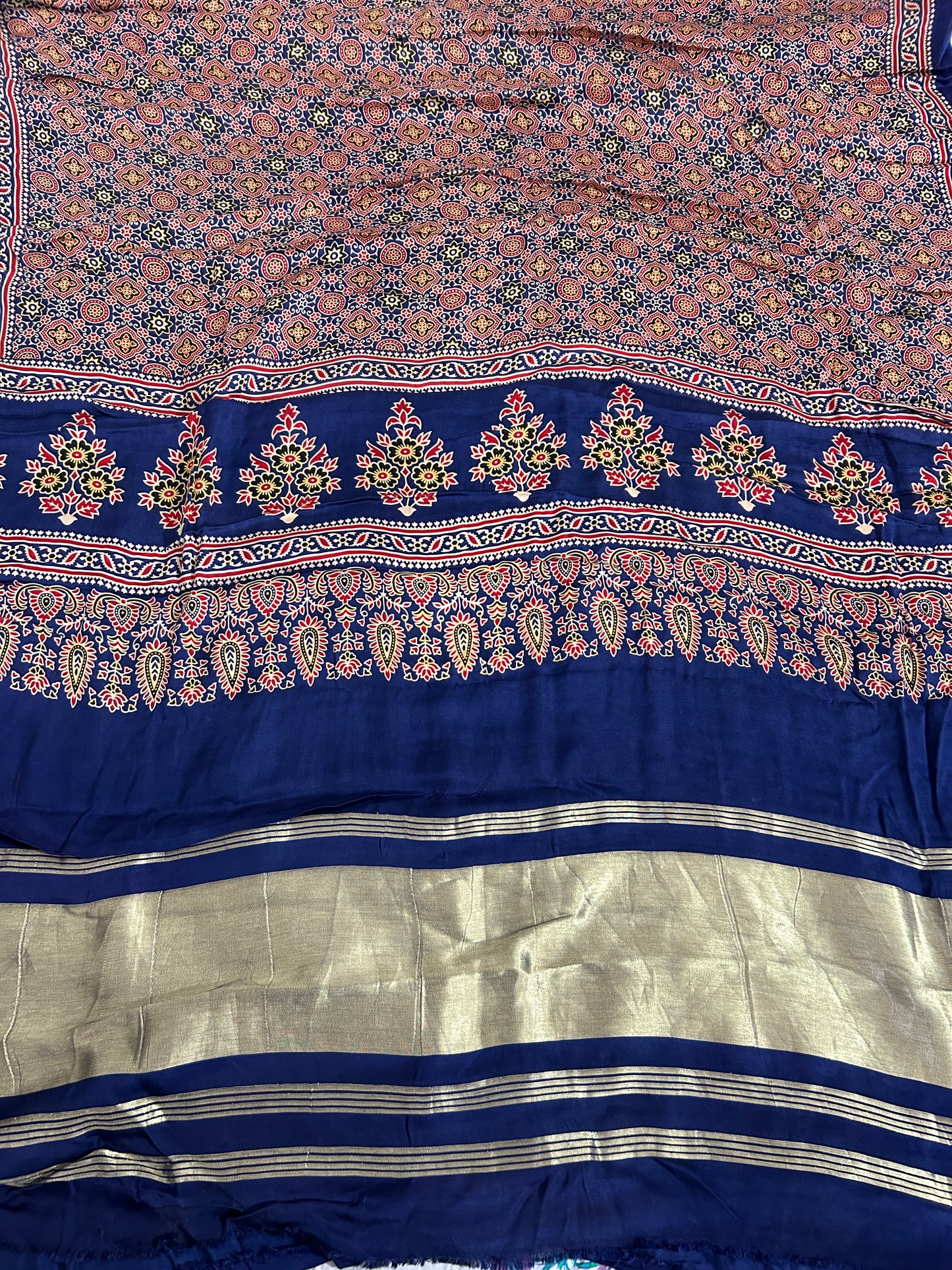 Ajrakh Modal Silk Dupatta with Lagdi pallu (dup 36)