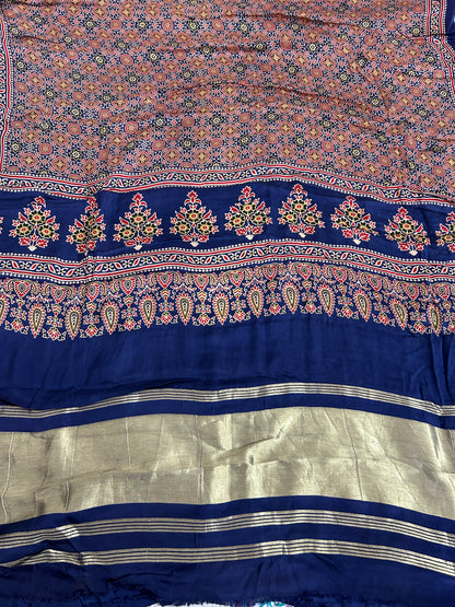 Ajrakh Modal Silk Dupatta with Lagdi pallu (dup 36)