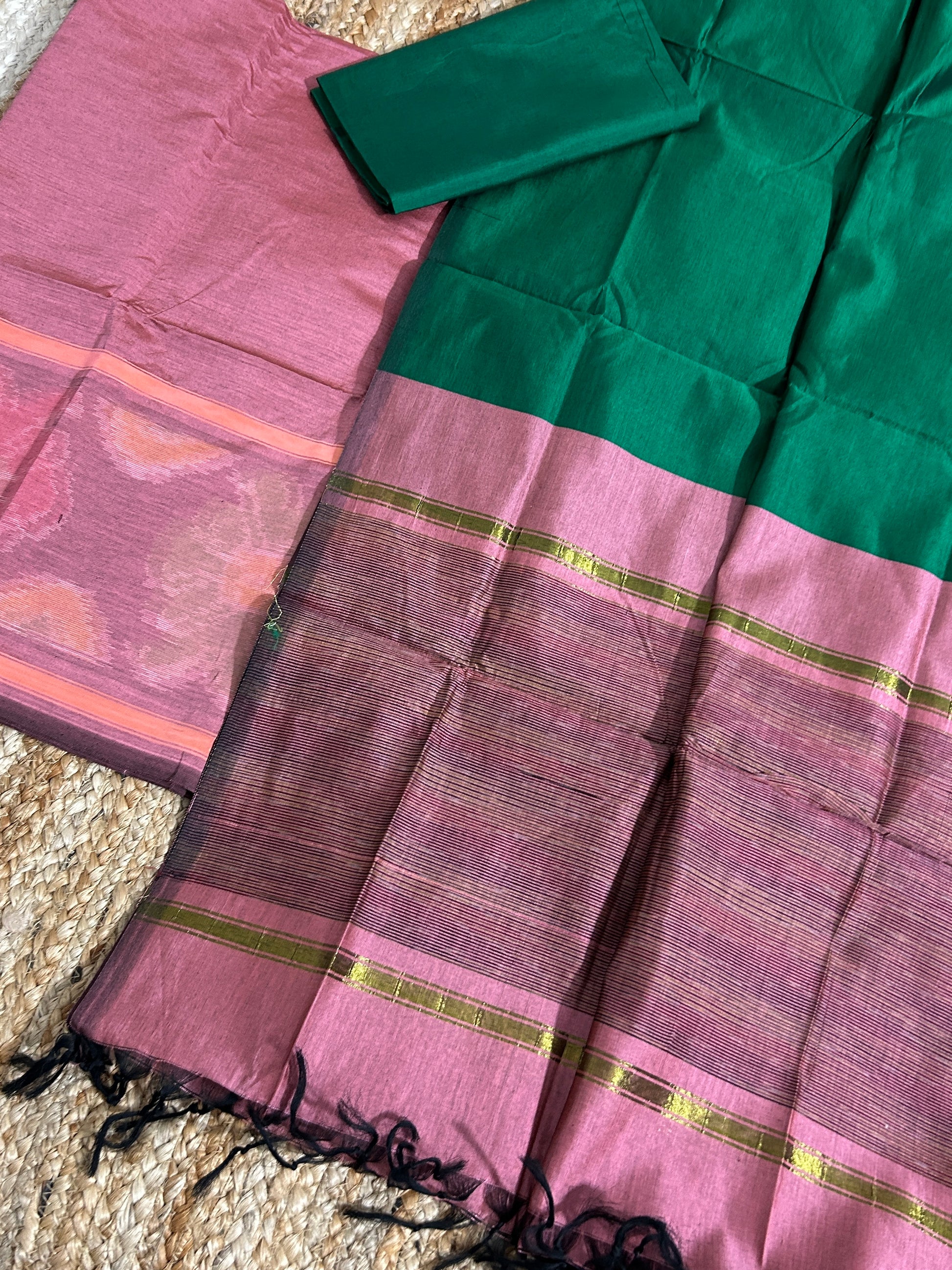 Ikat Cotton Silk Dress Material