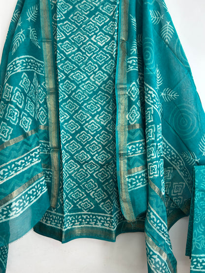 Hand BlockPrint Chanderi Silk Cotton Dress Material