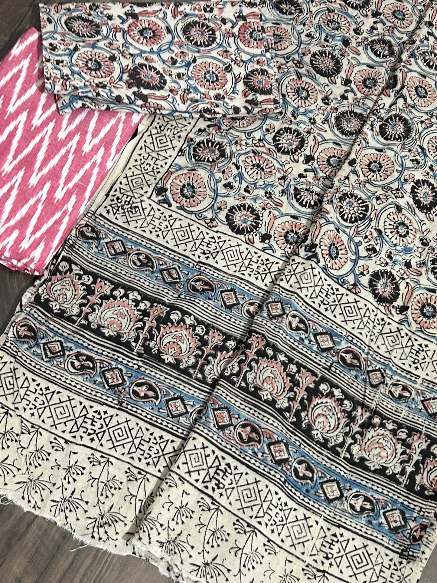 Ikat Kalamkari Cotton Dress Material