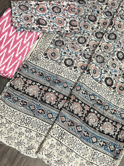 Ikat Kalamkari Cotton Dress Material