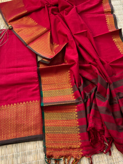 Narayanpeth Cotton Dress Material with Woven Border