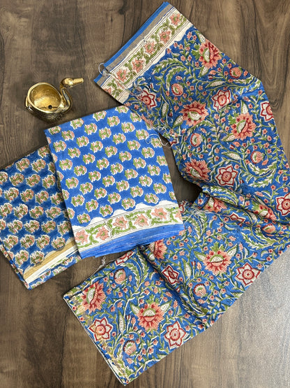 Hand BlockPrinted Chanderi Silk Cotton Dress Material