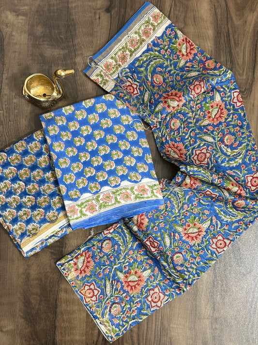 Hand BlockPrinted Chanderi Silk Cotton Dress Material