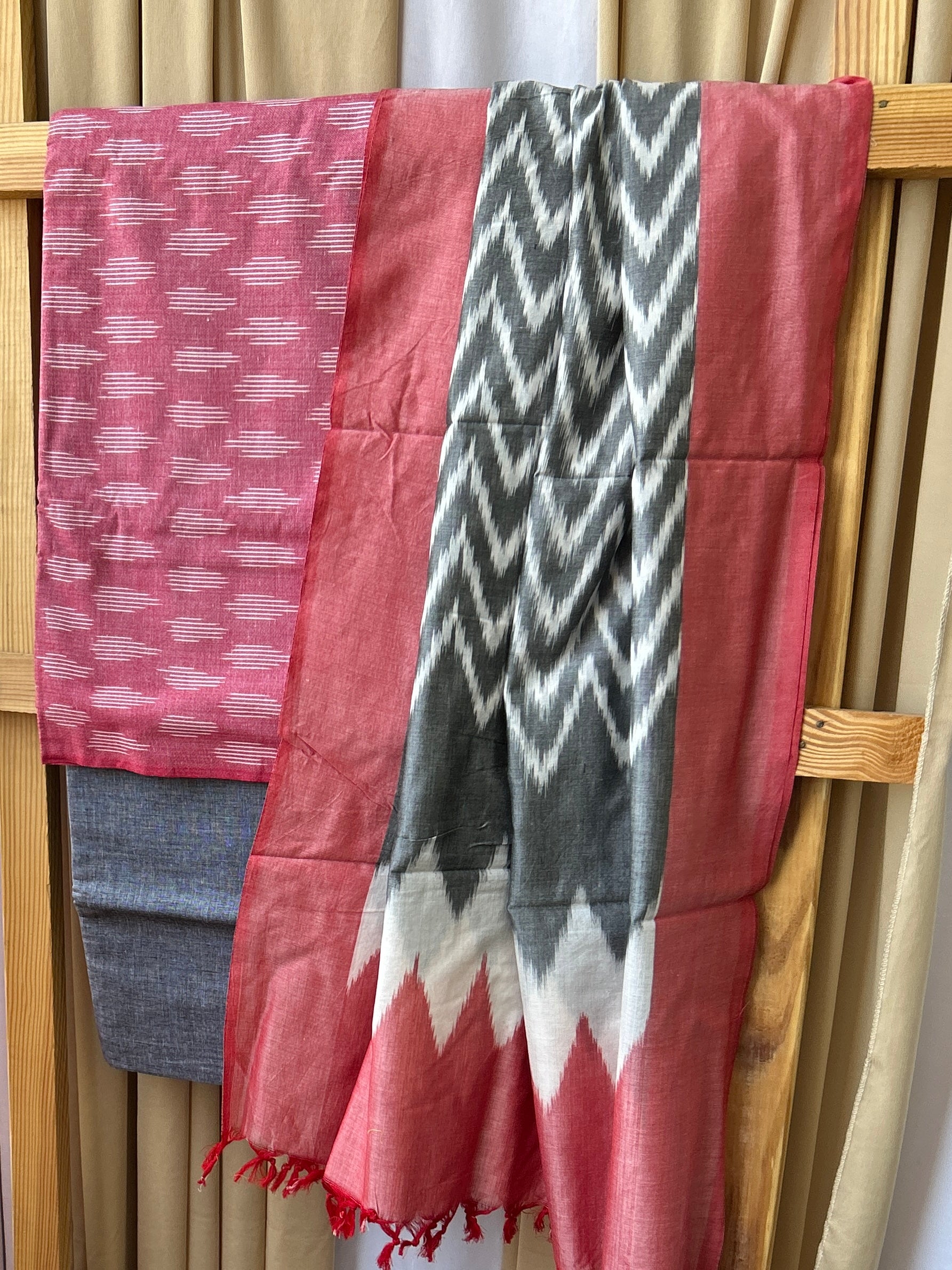 Double Ikat Mercerized Cotton Dress Material