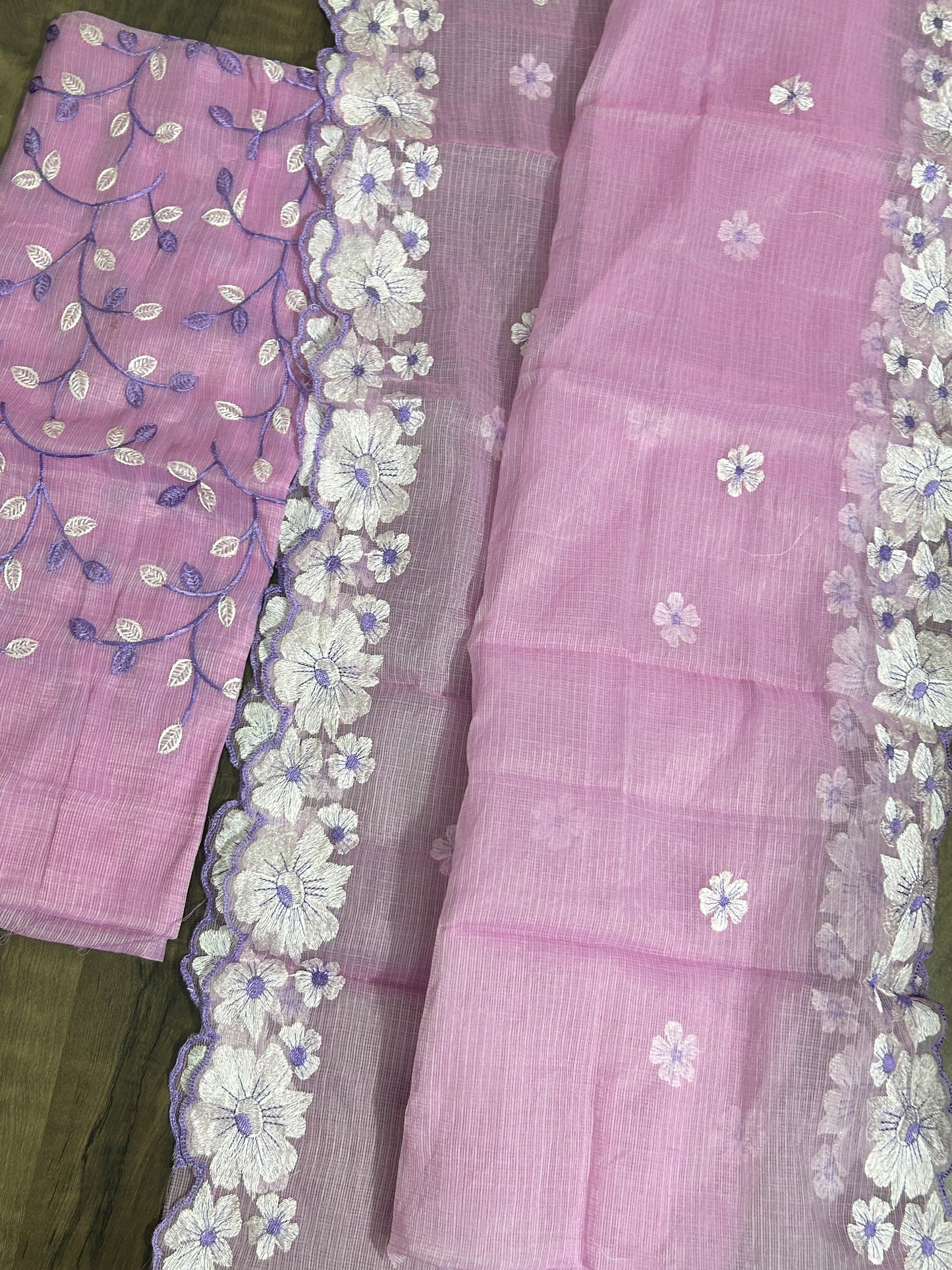 Embroidered Kota Dress Material