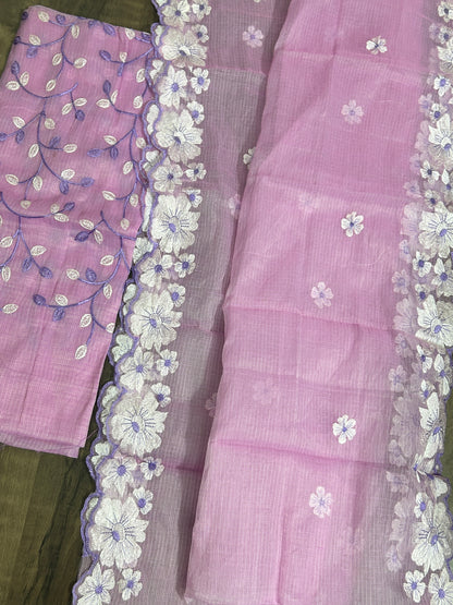 Embroidered Kota Dress Material