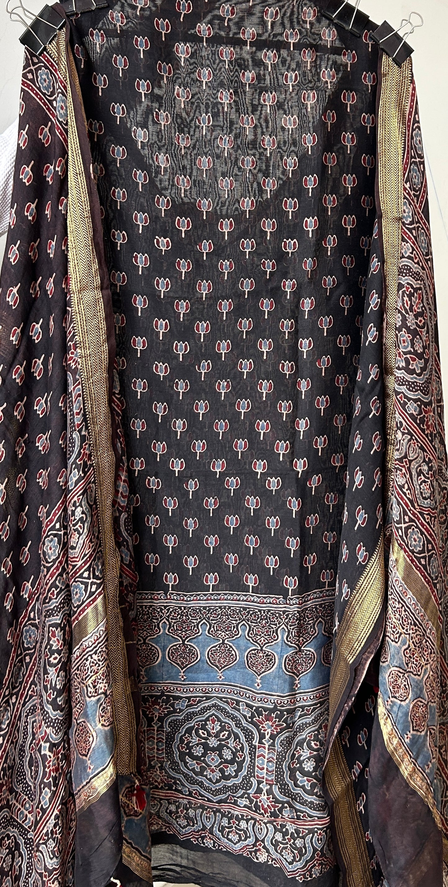 Ajrakh Maheshwari Silk Cotton dress Material