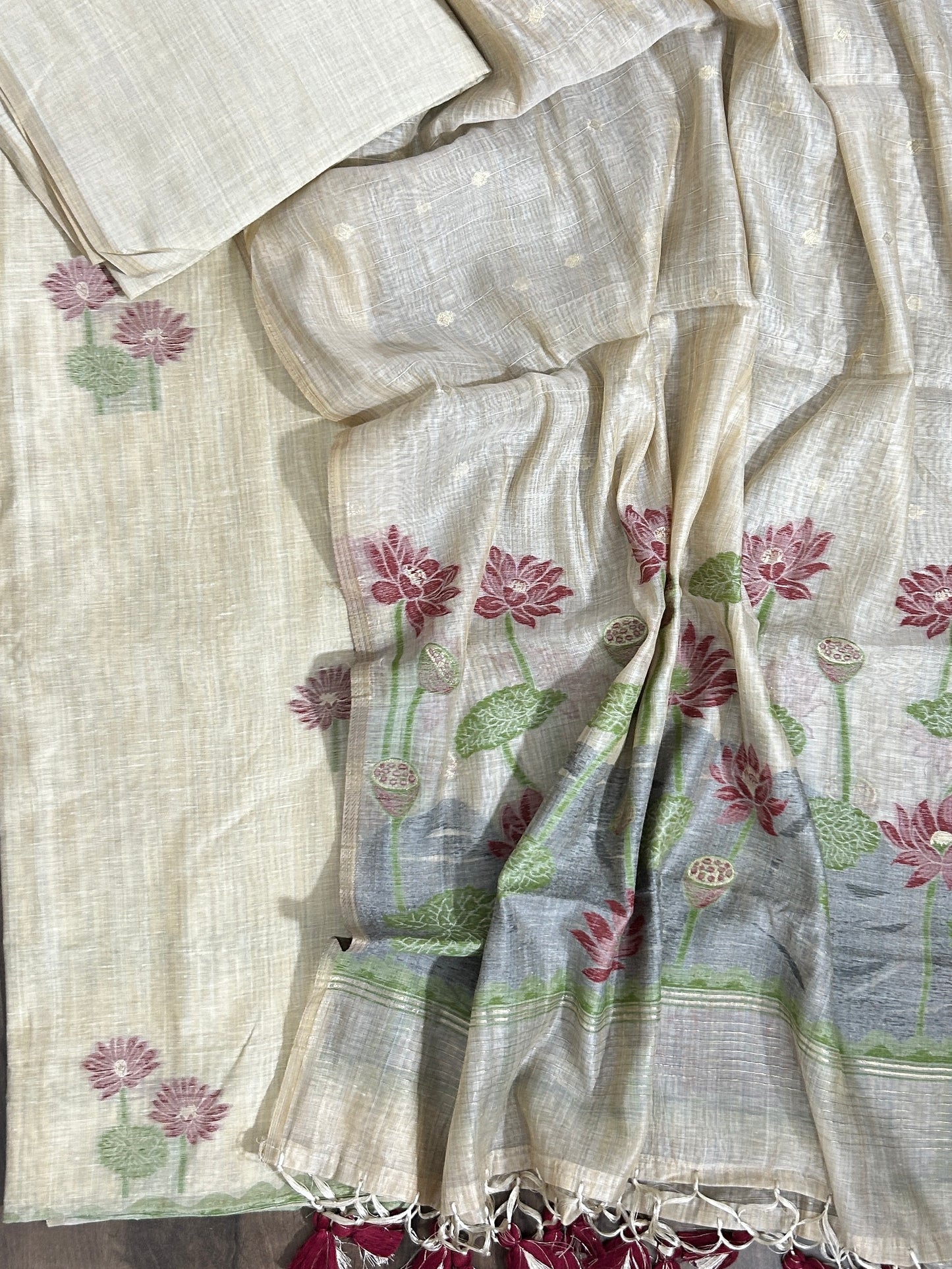 Mal Chanderi Jamdani Dress Material