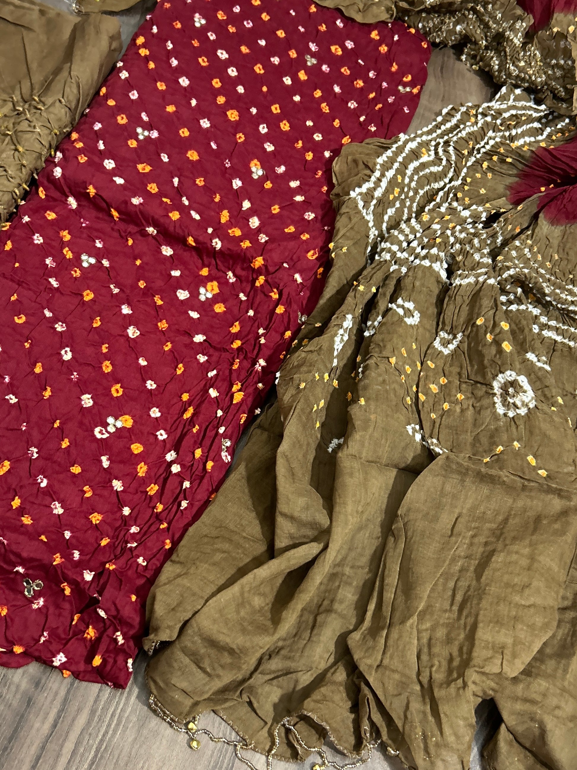 Bandhani Mirror Work Cotton Dress Material