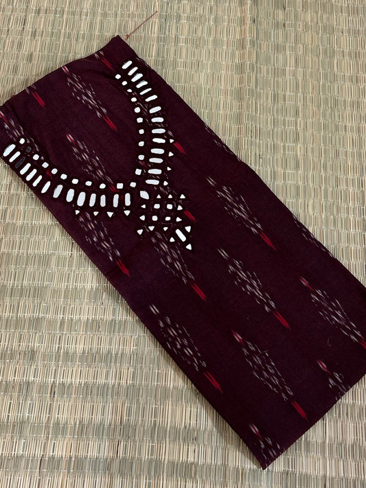 Mirror work Ikat Cotton Unstitched Kurti